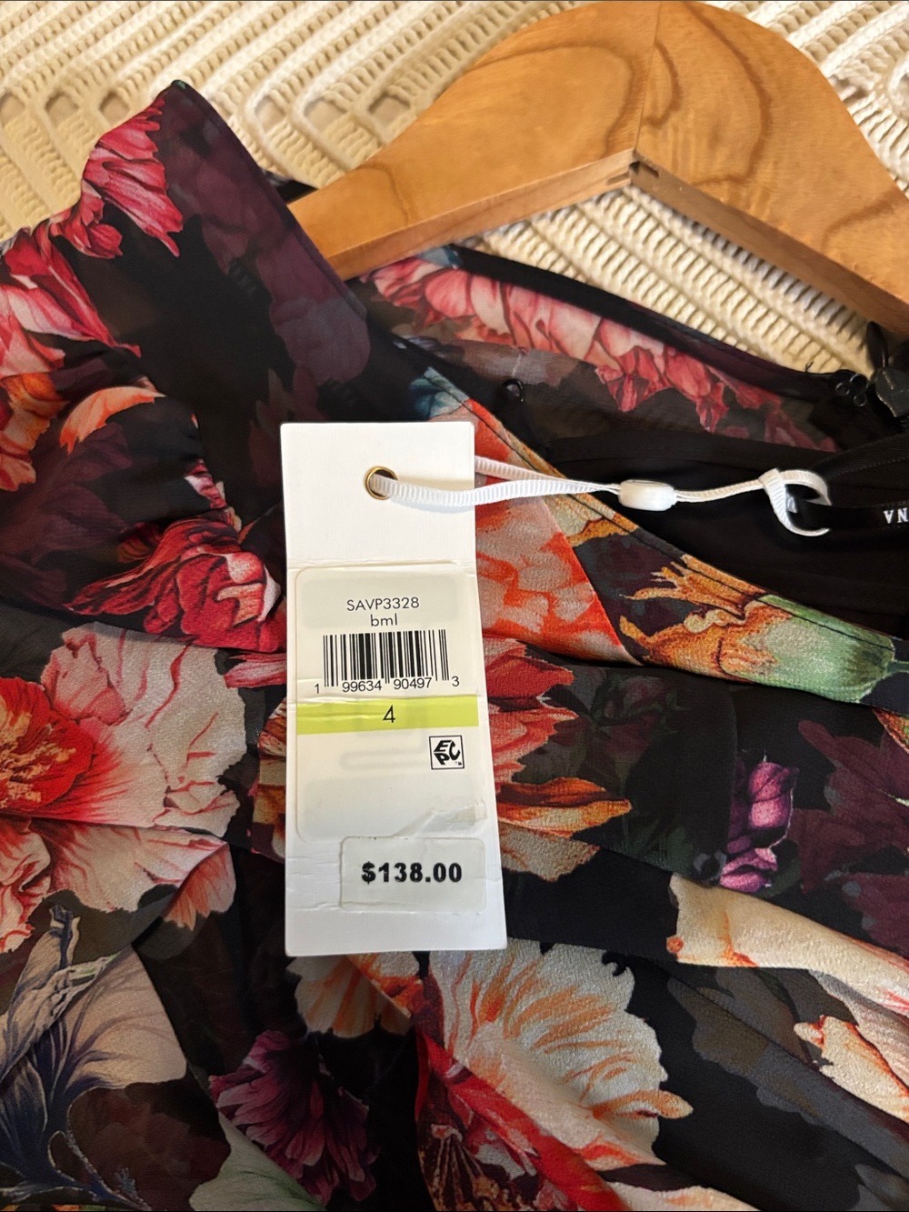 Black Floral Long-Sleeve Mini Dress - Picture 12 of 13